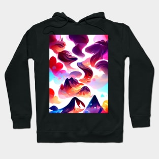 Cloudy Mountains Fluid Abstract Pattern Hoodie